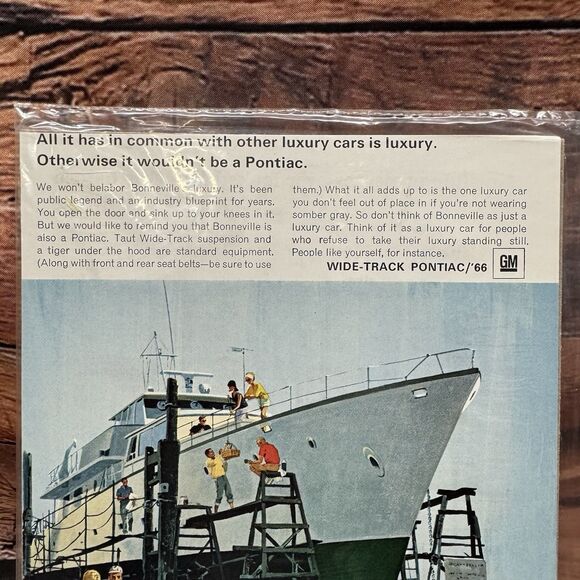 Vintage 1966 Pontiac Bonneville Convertible Yacht Ship Classic Car Print Ad GM - Picture 3 of 6